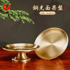 新款黃銅財神爺供果盤供盤家用上供佛前拜神托盤供佛水果盤貢果盤