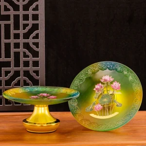 觀音供盤琉璃蓮花水果盤佛前財神爺專用貢盤供佛果盤家用供奉用品